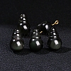 Natural Obsidian 3 Hole Guru Beads PW-WGBA735-02-1