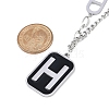 304 Stainless Steel Black Enamel H Rectangle Pendant Twisted Chain Necklaces for Women NJEW-M078-01P-4