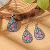 Bohemian Teardrop Zinc Alloy Enamel Pendant Necklaces & Dangle Earrings Sets WGB4181-01-3