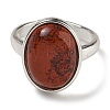 Natural Red Jasper Oval Adjustable Rings RJEW-K371-07S-11-3