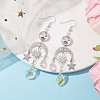 Moon & Star & Teardrop Brass & 304 Stainless Steel Chandelier Earrings EJEW-TA00397-2