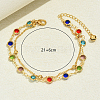 Fashionable Brass Cubic Zirconia Double Layer Women's Anklets in Real 18K Gold Plated Casual Style HU5590-5