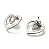 304 Stainless Steel Heart Stud Earrings EJEW-C118-03C-2