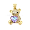 Rack Plating Brass Micro Pave Cubic Zirconia Pendants KK-Z074-66G-1