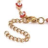 Enamel Heart with Evil Eye Link Chains Bracelet BJEW-P271-06G-4