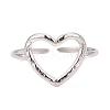 304 Stainless Steel Open Heart Cuff Ring for Women RJEW-C025-23P-3