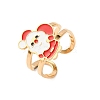 304 Stainless Steel with Enamel Cuff Rings for Women RJEW-Z116-01G-01-2