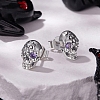 Halloween 925 Sterling Silver Cubic Zirconia Stud Earrings EJEW-P327-01C-AS-1