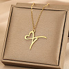 304 Stainless Steel Heart Initial Pendant Necklaces for Women Men FS-WG51A4F-14-1