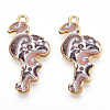 Printed Light Gold Tone Alloy Pendants ENAM-N056-210B-2