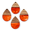 Transparent Resin & Walnut Wood Pendants RESI-N039-25G-1
