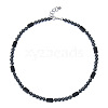 6mm Round Synthetic Non-magnetic Hematite & Natural Lava Rock Beaded Necklaces for Men and Women UU3389-2-1