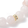 Natural Madagascar Rose Quartz & Lampwork Beads Stretch Bracelets for Women BJEW-JB13317-02-4