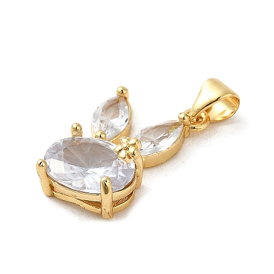 Rack Plating Brass Micro Pave Cubic Zirconia Pendants KK-P241-20G-05-1