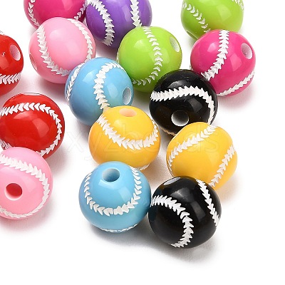 Sports Opaque Acrylic Beads MACR-C043-02-1