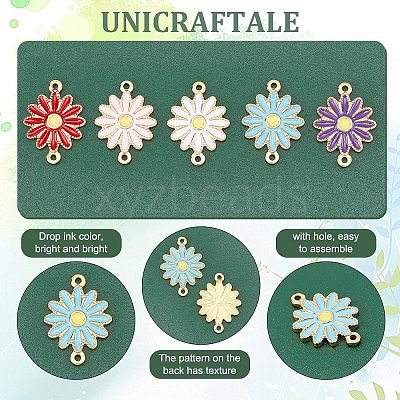 5Pcs 5 Style Ion Plating(IP) 304 Stainless Steel Enamel Connector Charms STAS-UN0036-97-1