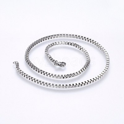 Non-Tarnish 304 Stainless Steel Box Chain Necklaces NJEW-F226-05P-05-1