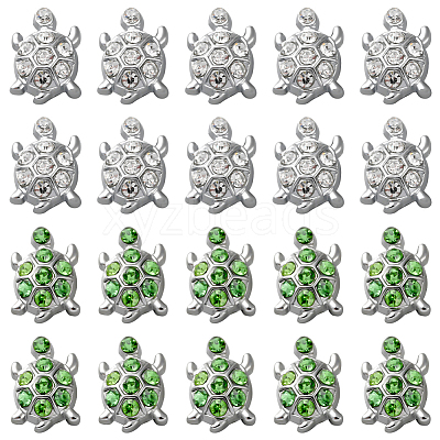 32Pcs 2 Colors Alloy Rhinestone Slide Charms FIND-SC0010-40-1