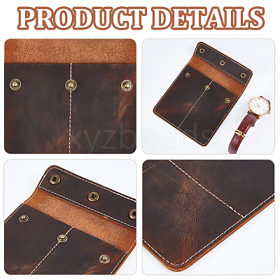 Square Portable Leather Single Watch Pouch Storage Bags ABAG-WH0047-09-1