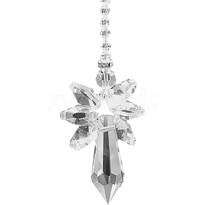 Glass Angel Pendant Decorations HJEW-PW0002-03F-1