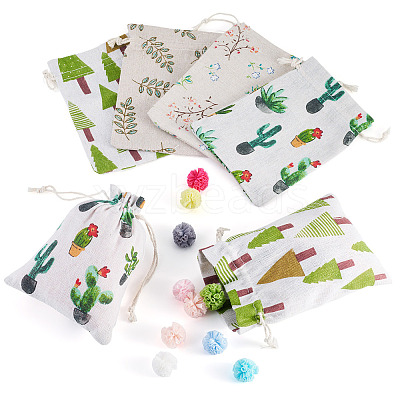 20Pcs 4 Styles Polycotton(Polyester Cotton) Packing Pouches Drawstring Bags ABAG-TA0002-09-1