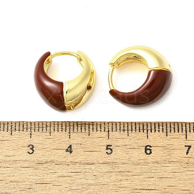 Brass Enamel Hoop Earrings EJEW-B120-07G-02-1