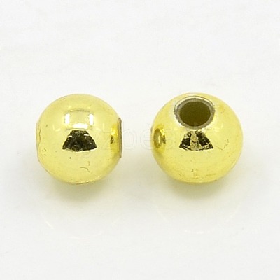Plating Plastic Acrylic Round Beads PACR-L003-4mm-G-1