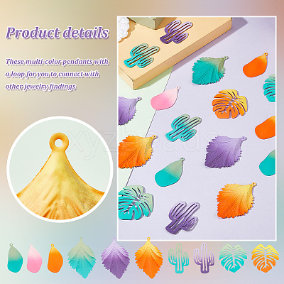 20Pcs 10 Style Spray Painted Iron Pendants IFIN-PH0001-92-1