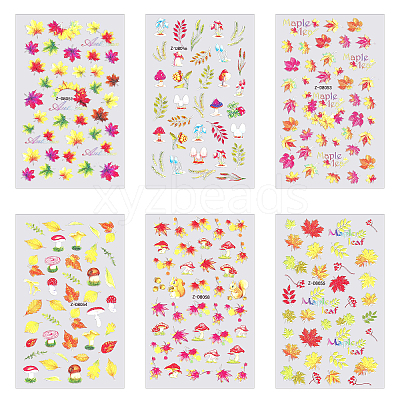 6 Sheets 6 Style Maple Leaf Nail Art Stickers Decals MRMJ-OC0003-57B-1