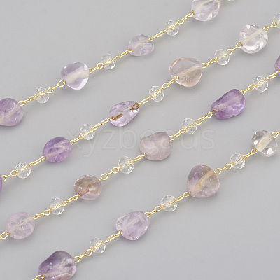 3.28 Feet Handmade Natural Amethyst Beaded Chains X-CHC-I031-11B-1