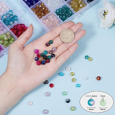 Spray Painted Crackle/Electroplate Glass Beads GLAA-PH0007-42-1