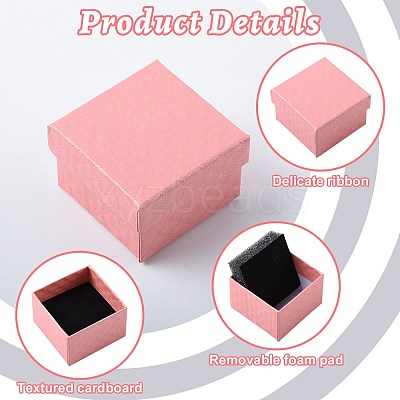 8Pcs 4 Colors Square Cardboard Ring Boxes CBOX-FS0001-08-1