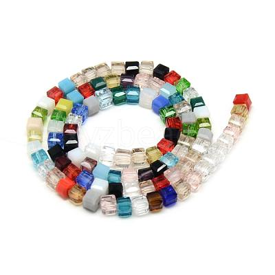 Faceted Transparent Glass Cube Beads Strands GLAA-R163-6x6-01-1