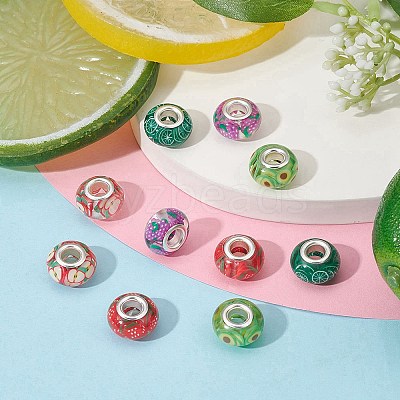 10Pcs 5 Colors Transparent Resin European Rondelle Beads RPDL-YW0001-07A-1