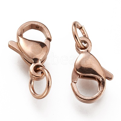 Ion Plating(IP) 304 Stainless Steel Lobster Claw Clasps STAS-G240-01C-RG-1