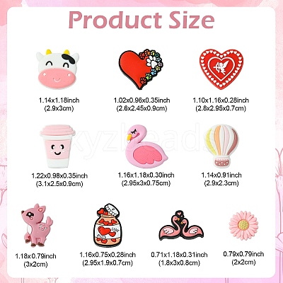 10Pcs 10 Styles Valentine's Day theme Food Grade Eco-Friendly Silicone Focal Beads SIL-YW0001-33-1