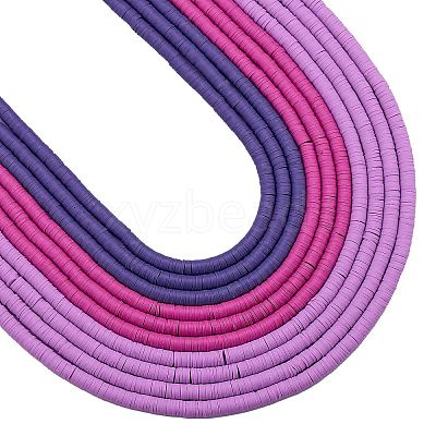 10 Strands 3 Colors Flat Round Handmade Polymer Clay Beads CLAY-SZ0002-03A-1