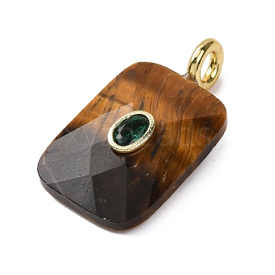 Natural Tiger Eye Faceted Pendants G-B186-01G-08-1