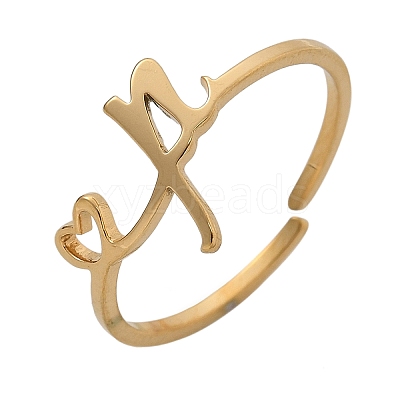 304 Stainless Steel Cuff Rings for Women RJEW-D285-01G-P-1