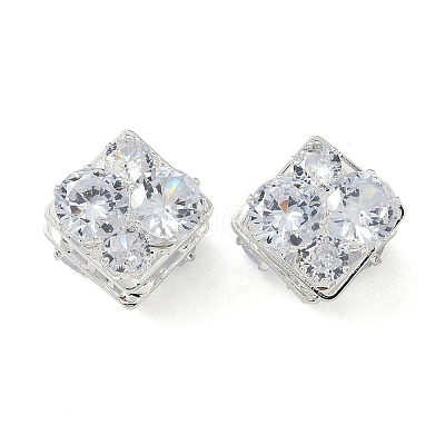 Brass Micro Pave Cubic Zirconia Beads KK-S336-07S-C-1