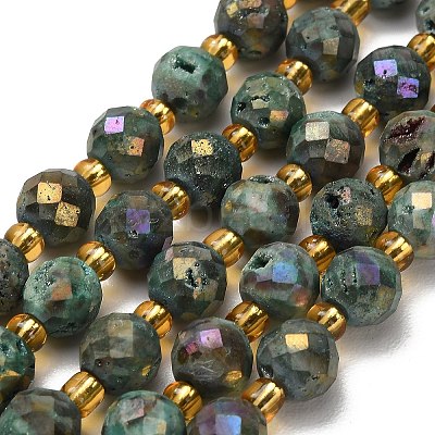 Electroplated Natural Druzy Geode Crystal Beads Strands G-F833-P01-8mm-03-1
