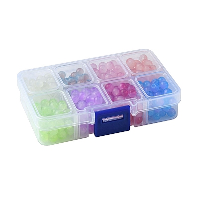 400Pcs 8 Colors Baking Paint Imitation Jade Glass Round Bead Strands DGLA-FS0001-09-1