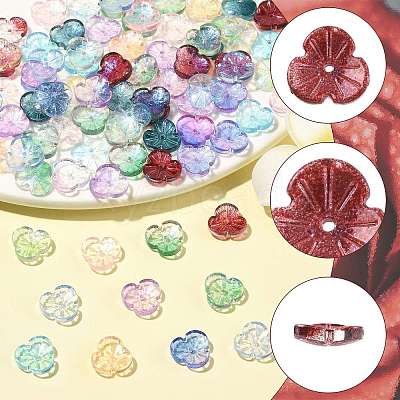 100Pcs 10 Colors Baking Paint Transparent Glass Bead Caps DGLA-FS0004-28-1