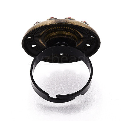 Adjustable Alloy & Iron & Rhinestone Bezel Cup Ring Base with Rotatable Tray MAK-T012-10AB-1