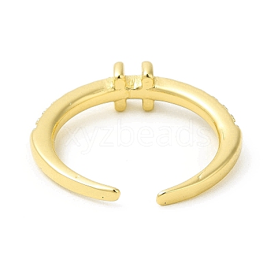 Clear Cubic Zirconia Initial Letter Open Cuff Ring RJEW-H120-09G-H-1