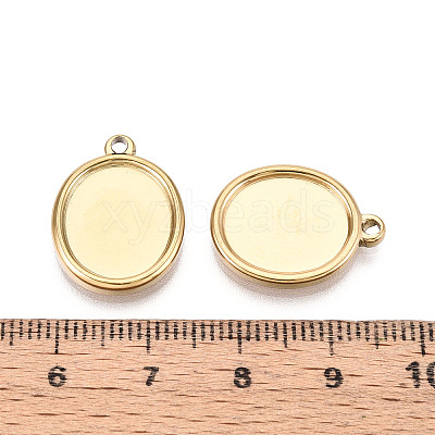 304 Stainless Steel Pendant Cabochon Settings STAS-T067-69G-1