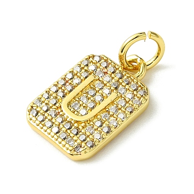 Rack Plating Brass Micro Pave Clear Cubic Zirconia Charms KK-G501-01U-G-1