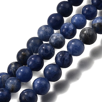 Natural Sodalite Round Bead Strands G-P072-27-6mm-1