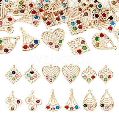 24Pcs 6 Style Iron with Glass Pendants IFIN-TA0001-61-1