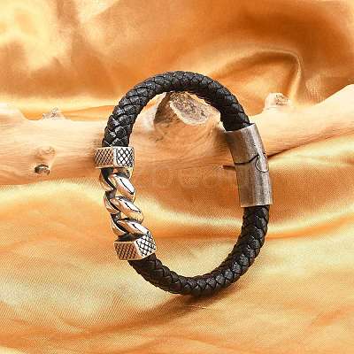 Braided Leather Cord Bracelets for Men BJEW-Z081-18AS-1